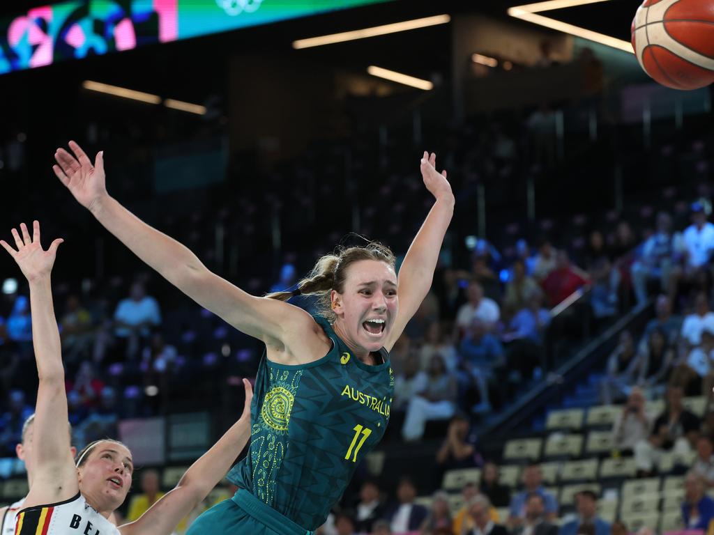 Alanna Smith in action during the women’s bronze medal between the Opals and Belgium at Bercy Arena. Picture: Adam Head