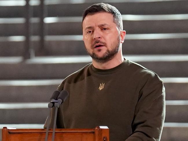 LONDON, ENGLAND - FEBRUARY 08: Ukrainian President, Volodymyr Zelenskyy addresses parliamentarians in Westminster Hall on February 8, 2023 in London, England. The Ukrainian President makes a surprise visit to the UK today in his second visit outside Ukraine since the Russian invasion nearly a year ago. The UK will offer further support in the form of training, equipment and Russian sanctions. (Photo Stefan Rousseau-by WPA Pool/Getty Images)