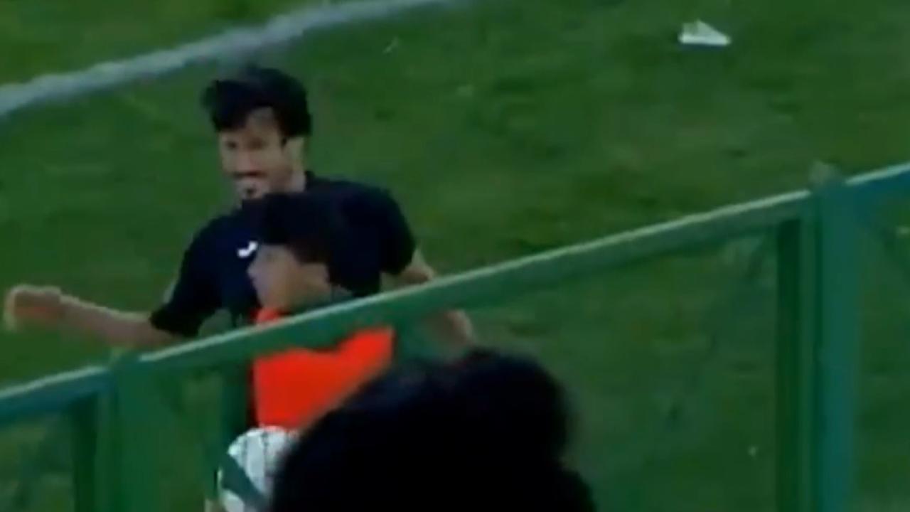 The player kicked the ball boy after his boot was thrown into the crowd.