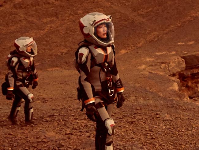 Production handout still from "Mars", directed by Ron Howard .. Some of the crew exploring Mars. The global event series MARS premieres on the National Geographic Channel in November 2016. (photo credit: National Geographic Channels/Robert Viglasky) Picture: Supplied