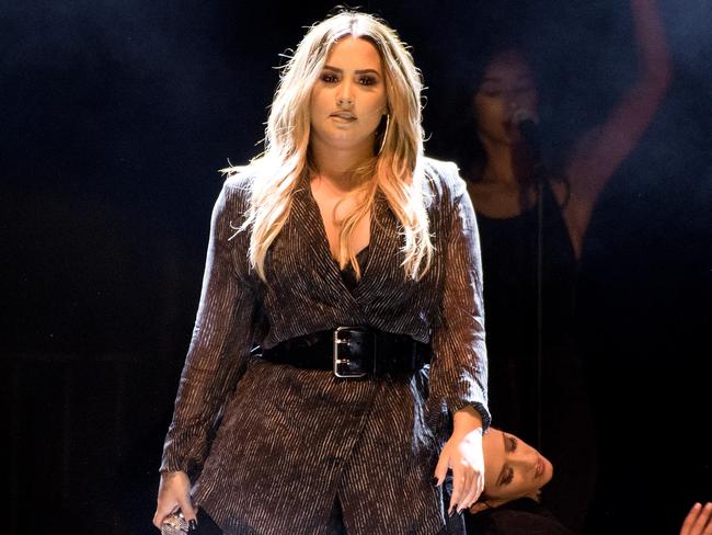 Demi Lovato on stage on July 22 in Paso Robles … days before she was rushed to hospital from an apparent overdose. Picture: Getty Images