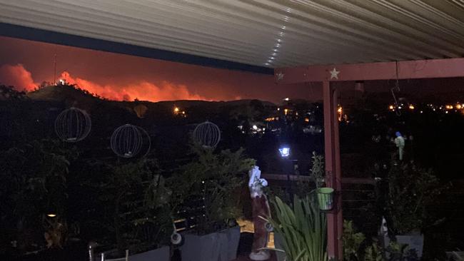 Visible flames looking out over Breakaway in Mount Isa at about 1.54am on Friday.