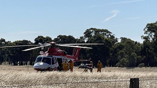 A man is being flown to hospital following a horror collision near Bendigo. Picture: Gianni Francis