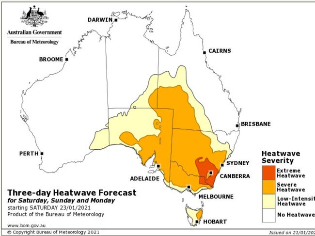 The conditions for Saturday to Monday. Picture: BoM