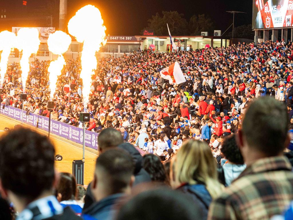 A sell out crowd at Jubilee Oval for Saturday nights NRL clash between the Bulldogs and the Dragons. Photo: Tom Parrish