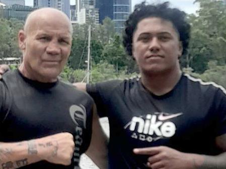 Dolphins centre Valynce Te Whare training hard with Mark 'Chopper' Burgess and Tesi Niu - Photo Supplied