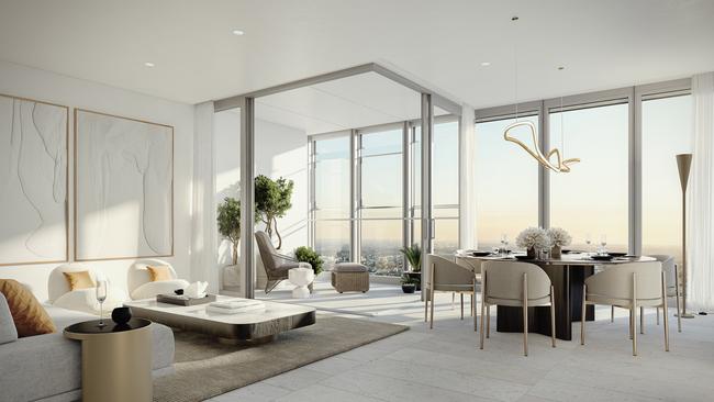 An artist’s impression of the penthouse apartment of Residences Two which is still under construction. Picture: Supplied.