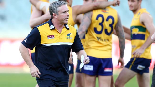 SANFL - Second Semi-Final - Eagles v West Adelaide at Adelaide Oval. Eagles coach Michael godden. Photo Sarah Reed.