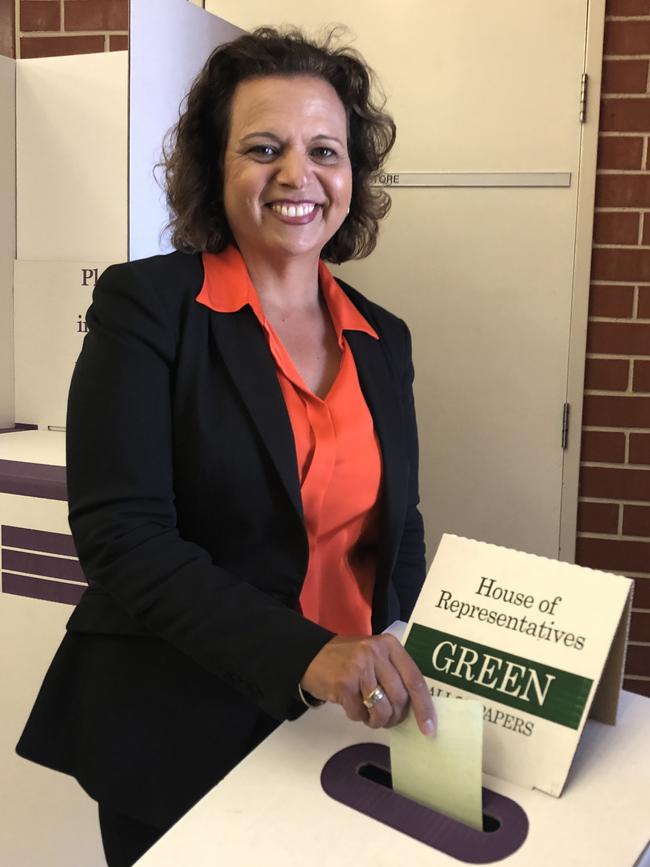 Greenway federal Labor MP Michelle Rowland casts her vote in the 2019 Federal Election at John Palmer Public School in The Ponds. Picture: Kate Lockley