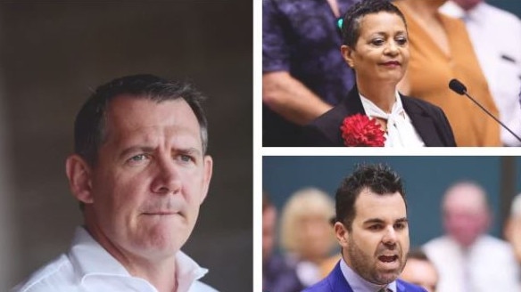 Clockwise, from left, Chief Minister Michael Gunner, Member for Katherine Sandra Nelson and Member for  Namatjira Chansey Paech