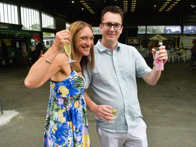 Jackie and Nathan enjoying all the action at the Ladbrokes Cranbourne Cup on Saturday, November 23, 2024. Picture: Jack Colantuono