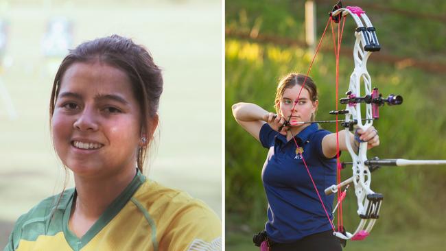 (L-R) Lily Azli and Liezel-Marie Roux, World Archery Youth Championships, Ireland, 2023. Picture: Supplied.