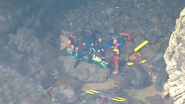 QAS confirmed the man was able to move himself out of the water to a safer position, despite initially losing consciousness and suffering chest and arm injuries. Picture: Supplied / Channel 9