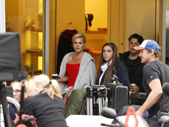 Monk enjoys a hot cuppa while filming the commercial. Picture: Rohan Kelly