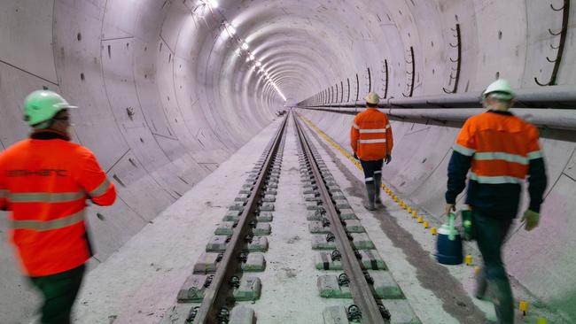 Gabba to Albert St tracks in the tunnel. Picture: Dan Peled via The Photo Pitch.