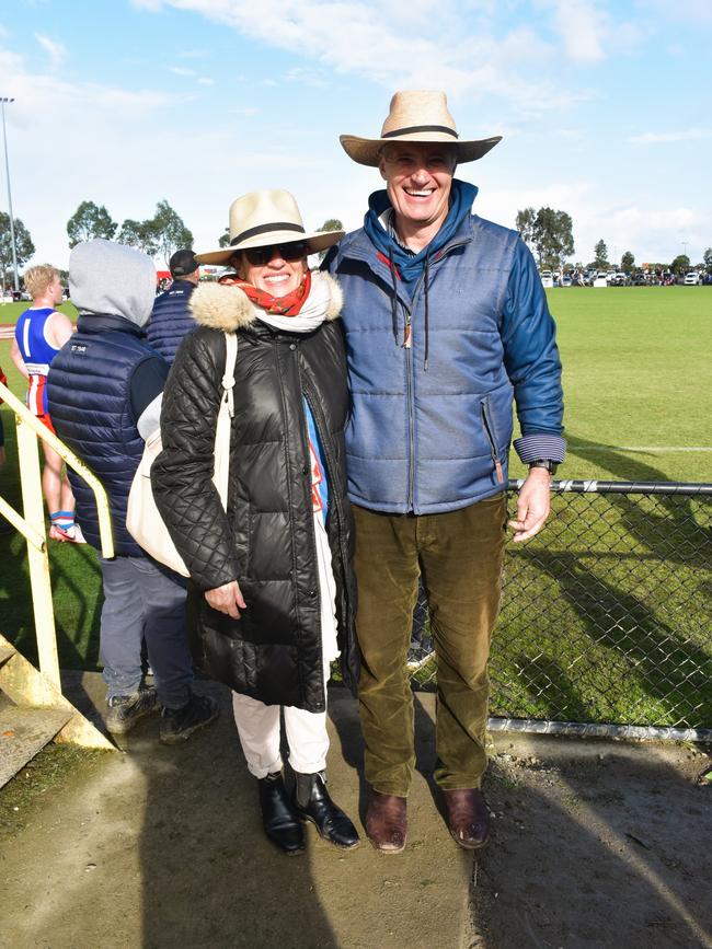 West Gippsland league grand final match 2024 — Phillip Island Bulldogs V Nar Nar Goon "The Goon" Football Club at Garfield Recreation Reserve on September 14, 2024: Tom Baulch’s (Prime Train) parents: Rachael Baulch and Michael Baulch. Picture: Jack Colantuono