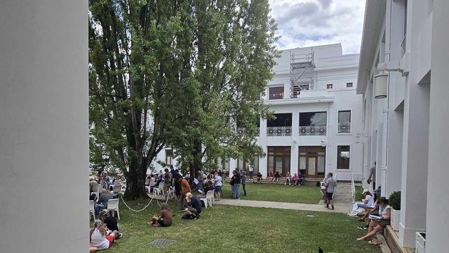 Sovereign Citizens do their best to “occupy” the old Senate Courtyard at Old Parliament House.