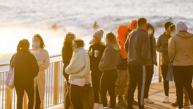 Groups of people congregate at Bronte Beach on Thursday. Picture: Jenny Evans/Getty Images