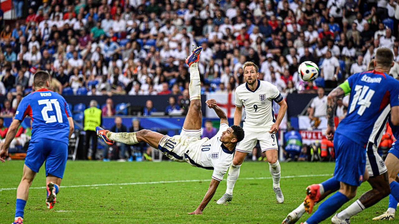 Bellingham saved England with a 95th minute equaliser. (Photo by INA FASSBENDER / AFP)