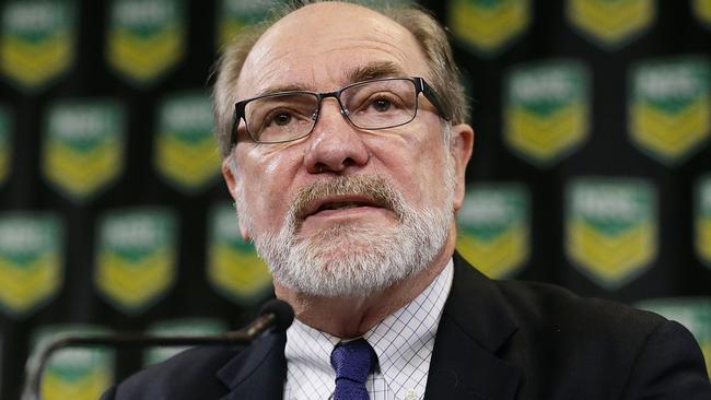 SYDNEY, AUSTRALIA - MARCH 18: ARU Chairman John Grant speaks to the media during a NRL press conference at NRL Headquarters on March 18, 2016 in Sydney, Australia. (Photo by Mark Metcalfe/Getty Images)