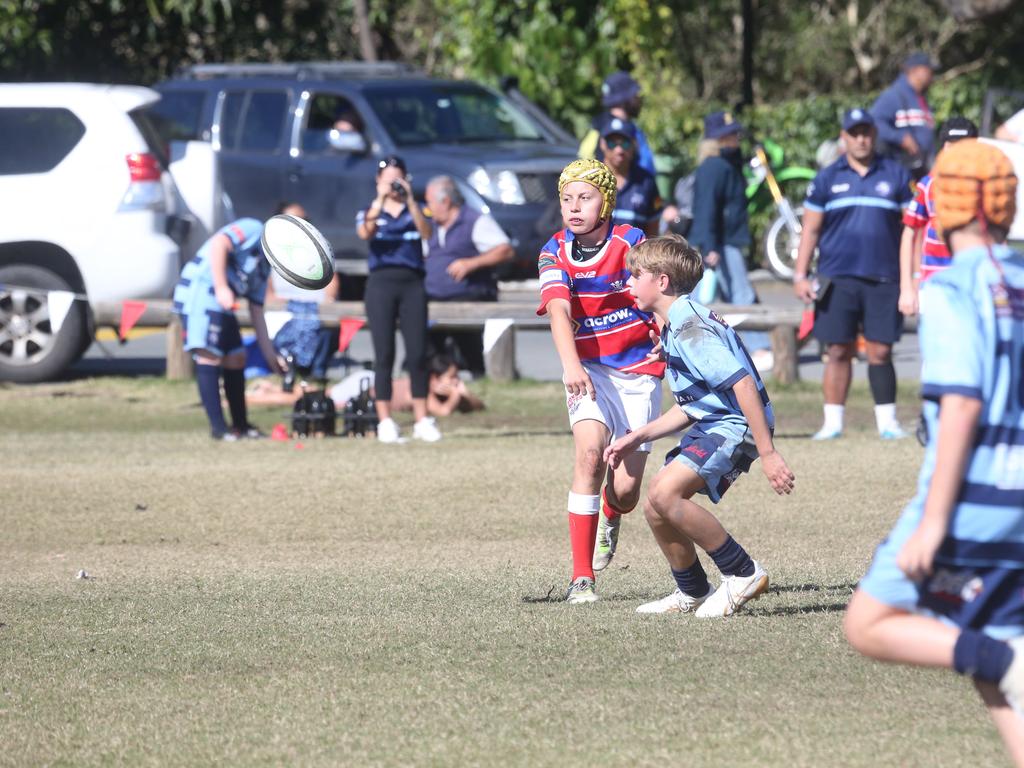 GCDRU juniors. Helensvale Hogs vs. Bond Pirates U 12's. 14 July 2024 Miami Picture by Richard Gosling