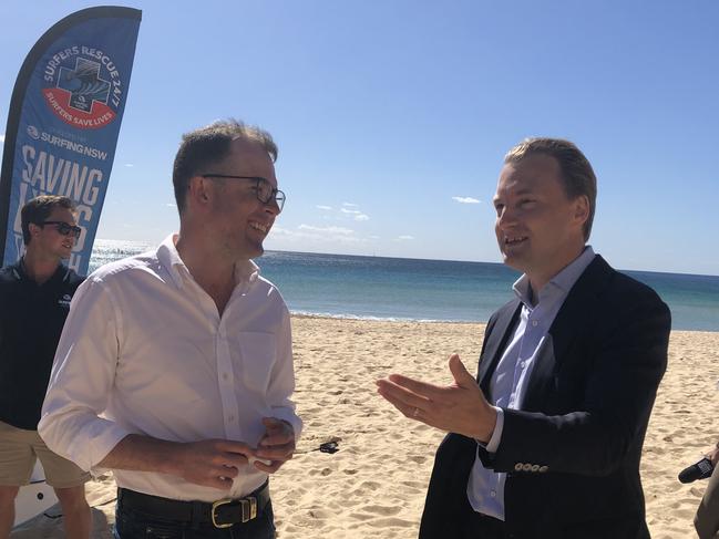 Agriculture Minister Adam Marshall (left) and Manly MP James Griffin. Picture: Jim O'Rourke