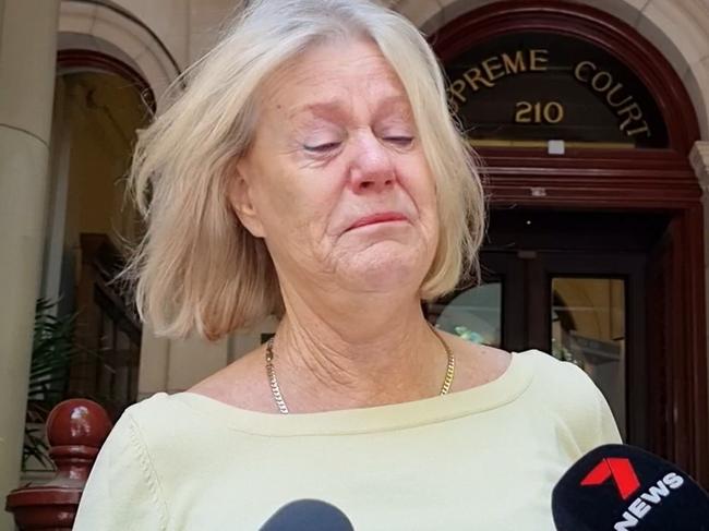 Cindy Crossthwaite's auntie Kathleen Jones speaks outside court after the verdict was handed down. Picture: NewsWire