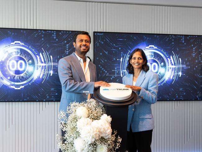 Airtrunk founder and CEO Robin Khuda with Macquarie Group Managing Director and CEO, Shemara Wikramanayake. Picture: AIRTRUNK