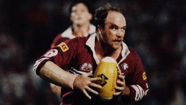 Wally Lewis bleeds from his eye in his final Origin match in 1991.