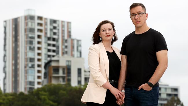 Luke and Tiffany Hale lost their $60k home deposit in a business email compromise scam. Picture: Toby Zerna