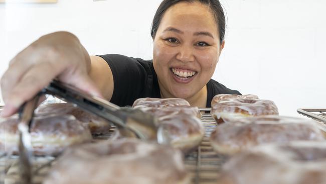 The Doughnut Mum owner and baker Lita Khorn with a selection of the doughnuts. Picture: Matthew Vasilescu