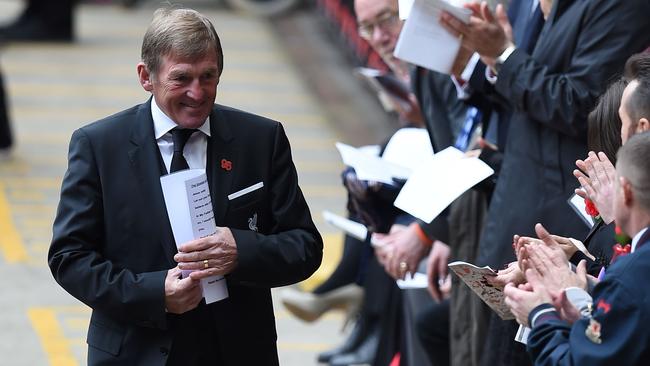 Former Liverpool footballer and manager Kenny Dalglish, the manager of Liverpool at the time of the Hillsborough disaster attends the memorial service at Anfield.