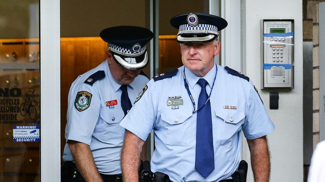 Police at Mr Harwin’s Sydney home. Picture: Matrix