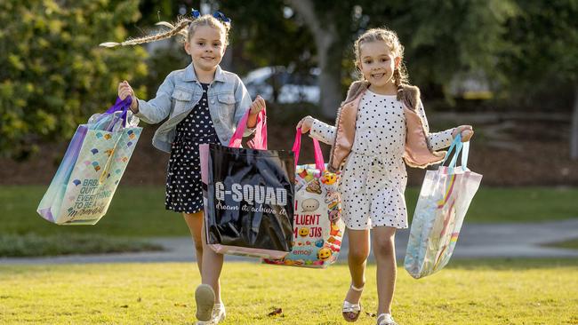 Billie Frampton, 6, and Mia Gardner, 6 have their favourite showbags picked out. Picture: Jerad Williams