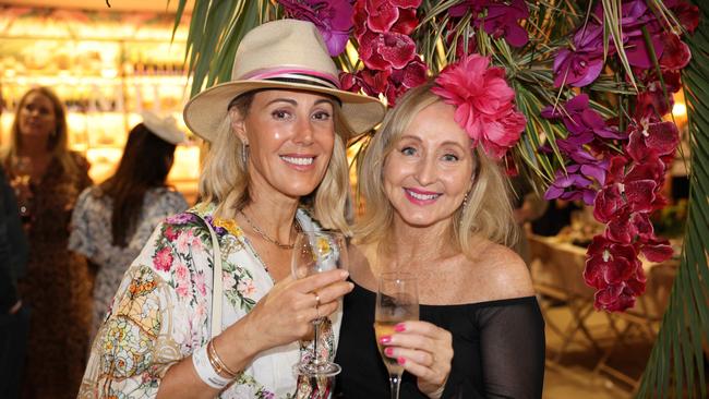 Karen McKinley and Kim Stoltz at the Magic Millions Race Day 2025 at Gold Coast Turf Club for Gold Coast at Large. Picture, Portia Large.