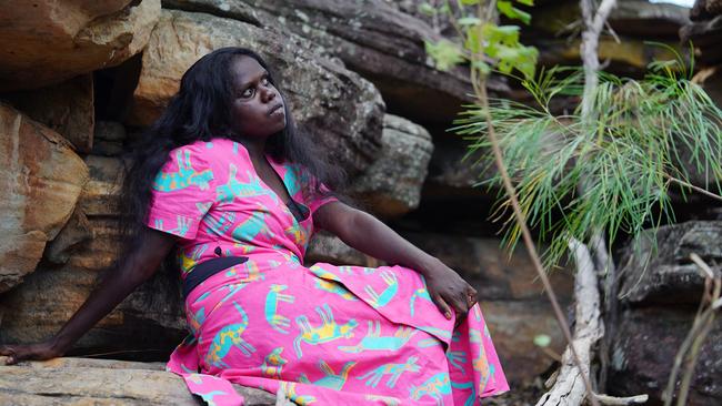 Birribang Duruk (Many Cheeky Dogs) fabric by Injalak Women’s design has been turned into a two-piece by Alex Bruggisser Picture: SUPPLIED