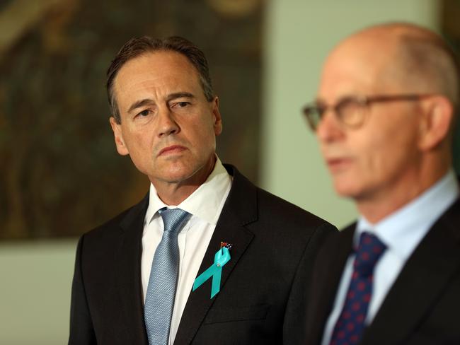 Health Minister Greg Hunt with Chief Medical Officer Paul Kelly. Picture: NCA NewsWire / Gary Ramage