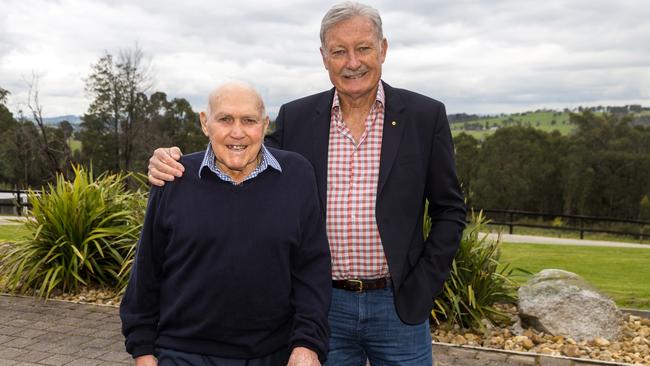 Bob Skilton with John Bertrand, the Chair of the Sport Australia Hall of Fame. Picture: Hamish Blair