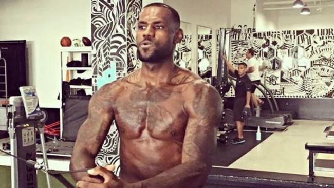 LeBron James shows off his remarkable definition for a man who weighs upwards of 110kgs.