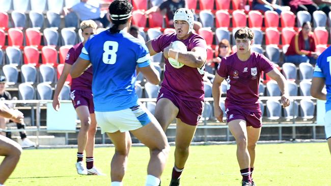 QLD player Alex Leapai QLD Vs CAS ASSRL 18 years national championships school rugby league Thursday July 6, 2023. Picture, John Gass