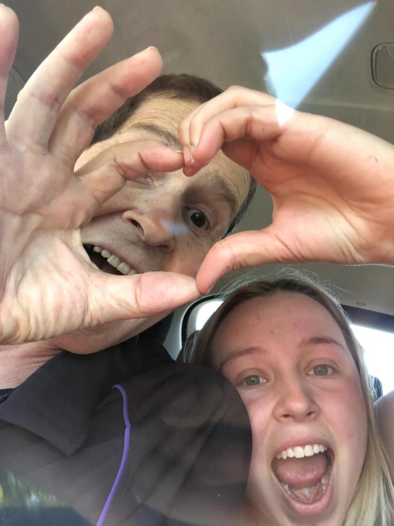 Mark Pedler, age 66, with Mikaela Hansen, who says he was a “second dad” to her. Picture: Facebook