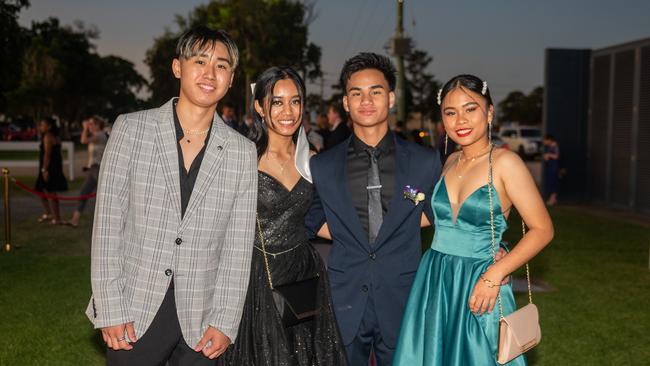 Mark Stodomingo, Wanatchya Chaemphommarat, Keith Soriano and Pann Sae-Tae at Mackay State High School formal 2022.Picture: Michaela Harlow