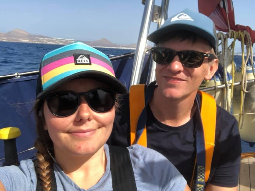 Elena Manighetti and Ryan Osborne were shocked to discover the world was in the grip of a global pandemic when they docked their boat in the Caribbean after 25 days at sea. Picture: Facebook