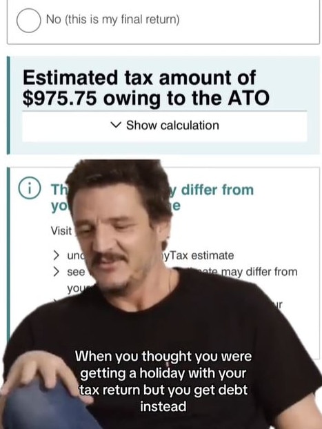 Aussies have taken to social media to share what they owe to the ATO. Picture: Courtney Mahon /TikTok