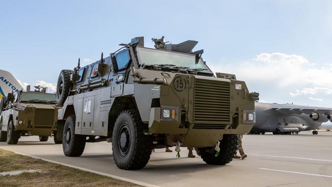 Australian Army Bushmaster vehicles en route to Ukraine. Picture: ADF