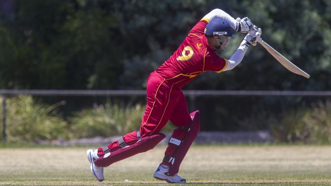 On a tough evening for batting North Balwyn skipper Nitesh Patel ground out a match-winning 47. Picture: Richard Serong