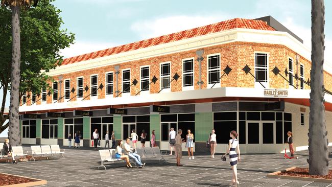 Artist impressions of the new Darley Smith Building redevelopment on The Corso. A row of shops from St Matthews to Humphreys will be upgraded to attract a higher class of retailer. Picture: Supplied.