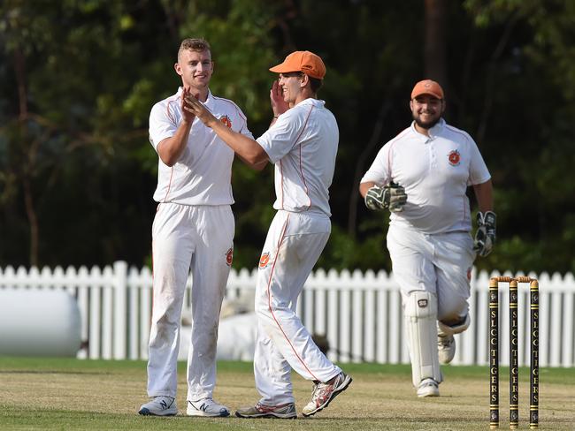 Kookaburra Cup cricket - Southport Labrador vs. Runaway Bay at Morrie Glasman Oval in Arundel. Runaway Bay celebrate after batsman C Perry is caught. Picture: Lawrence Pinder