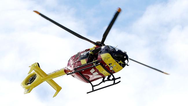 The Westpac chopper joins the search for missing jockey Chris Caserta. Picture: Nigel Hallett