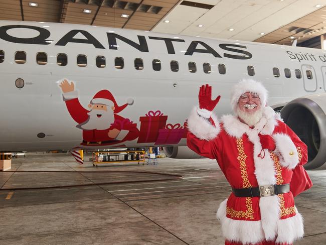 The 737 Roo-dolph, which will be taking to the skies in December. Qantas is dishing up some festive fare in its lounges and inflight, and restocking the beer fridge ahead of the Christmas rush.  Picture: Supplied